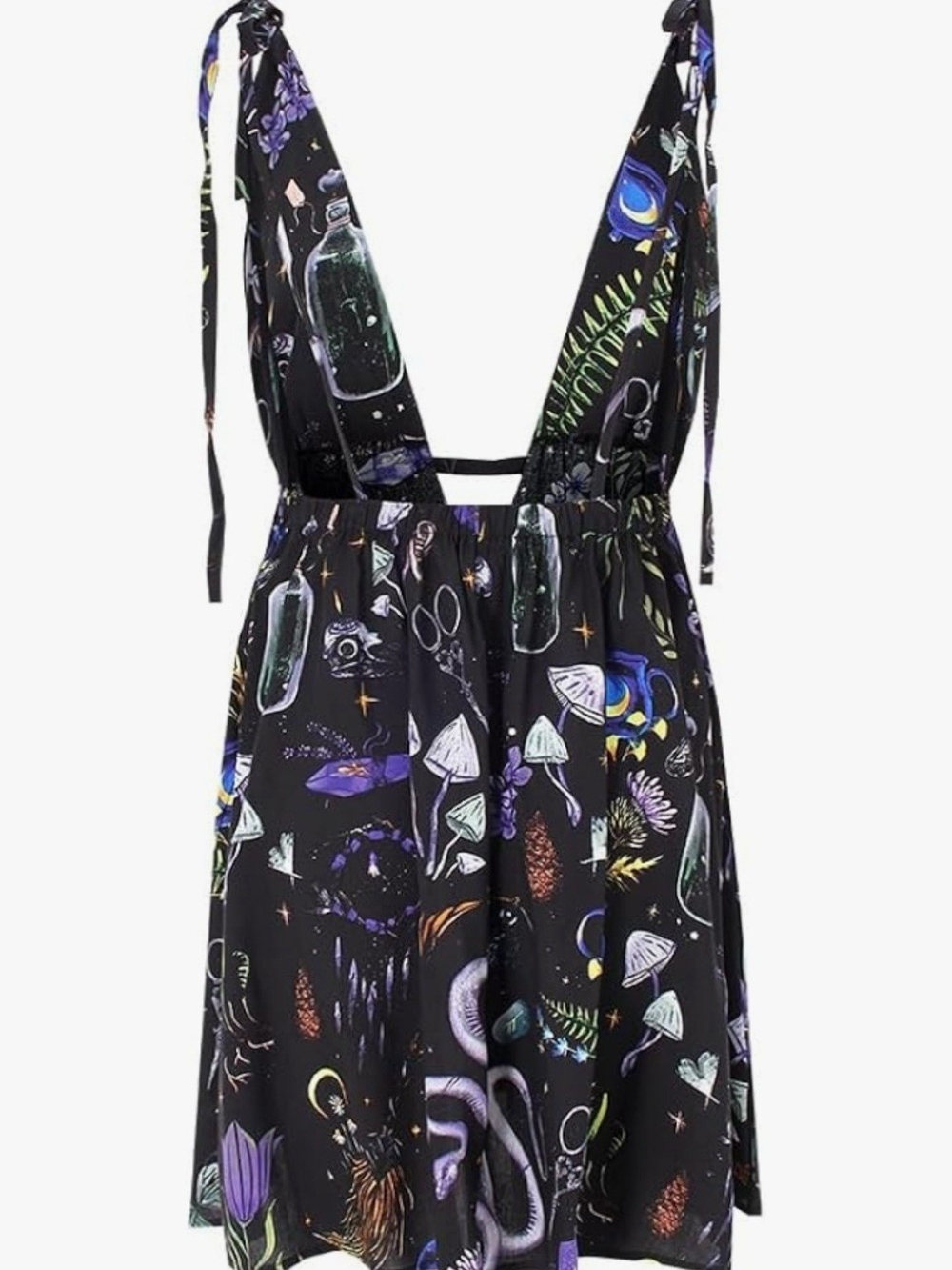 Celestial Witchy Romper Cotton Flowy Shorts Tie Strap A-Line Boho Festival Small